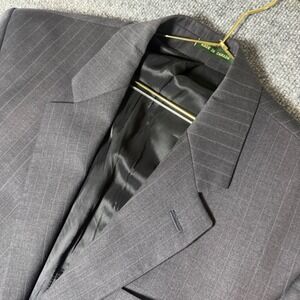 Lauren Ralph Lauren Men's Gray Pinstripe Wool Suit Blazer Jacket 40L Made Canada